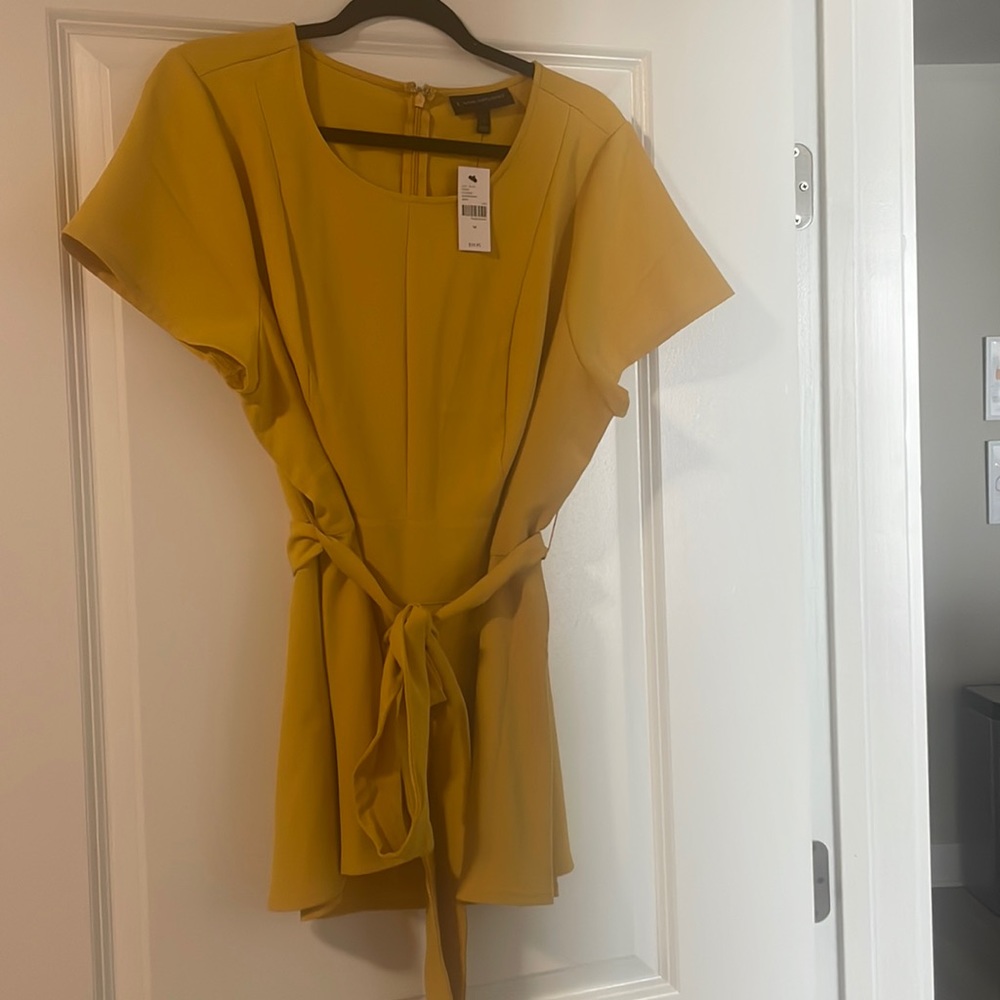Lane Bryant NWT Peplum mustard short sleeve blouse